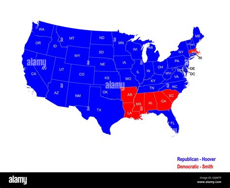 United States Presidential Election Results Map For 1928 Stock Photo - Alamy