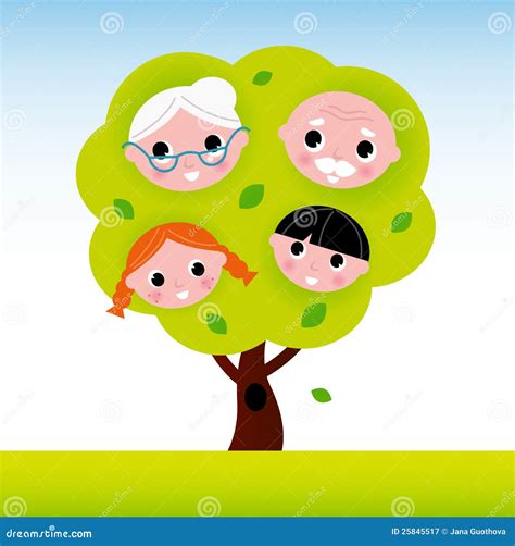 Family Tree With Grandparents And Kids Stock Vector - Illustration ...