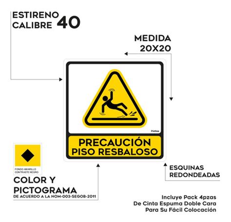 Señalamiento Letrero Señaletica Piso Resbaloso 20x20 Meses Sin Intereses