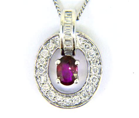 Ruby And Diamond Mounted Ct White Gold Pendant Jethro Marles