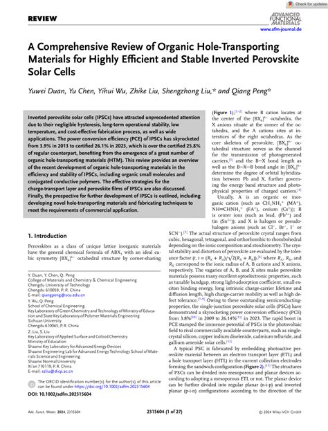 PDF A Comprehensive Review Of Organic HoleTransporting Materials For