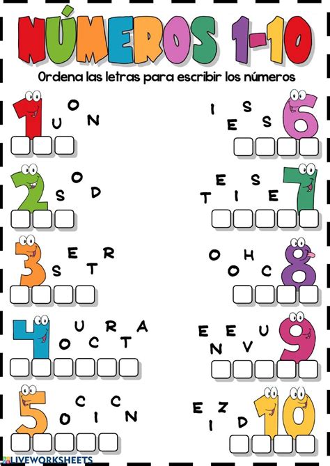 Ejercicios Con Los Numeros En Espanol