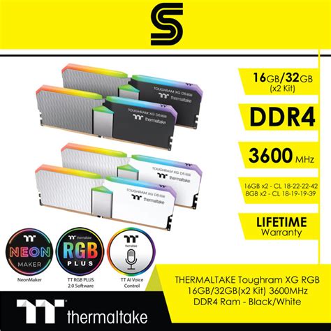 Thermaltake Toughram Xg Rgb Gb Gb X Kit Mhz Ddr Ram Black