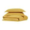 Brooklyn Loom Solid Cotton Percale Piece Mustard King Duvet Set