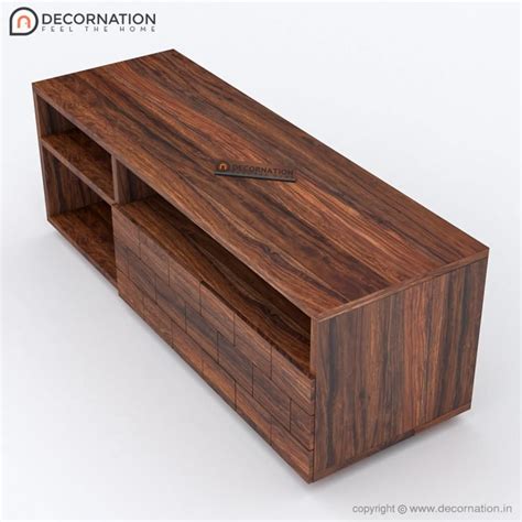 Illias Wooden Tv Table With Storage Brown Decornation