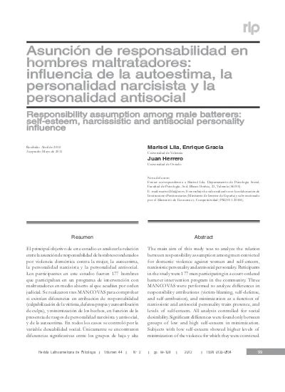 Pdf Superior Trastornos De Personalidad En Hombres Maltratadores A La