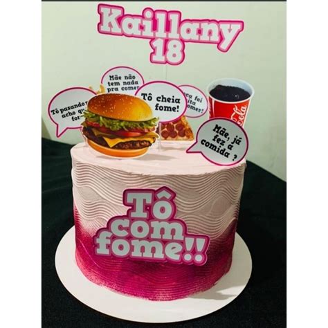 Topo De Bolo To Com Fome - Topo de bolo tema TÔ COM FOME personalizado | Shopee Brasil