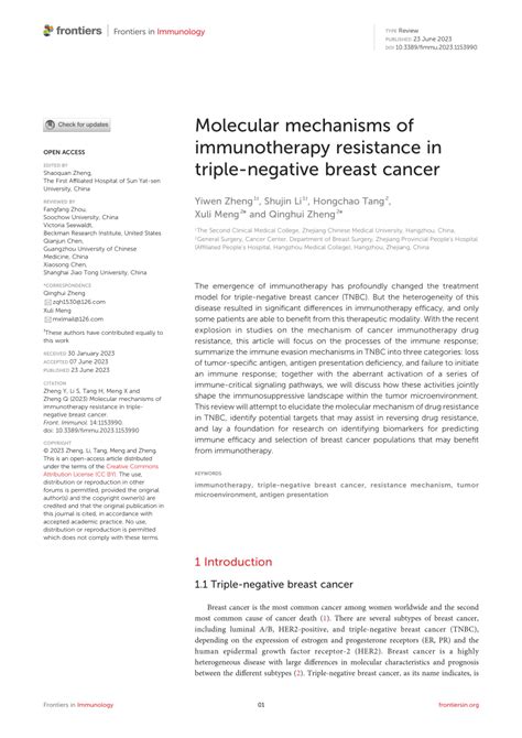 Pdf Molecular Mechanisms Of Immunotherapy Resistance In Triple