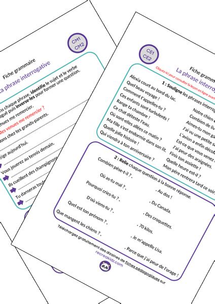 Exercices La Phrase Interrogative CE1 CE2 CM1 CM2 à imprimer en