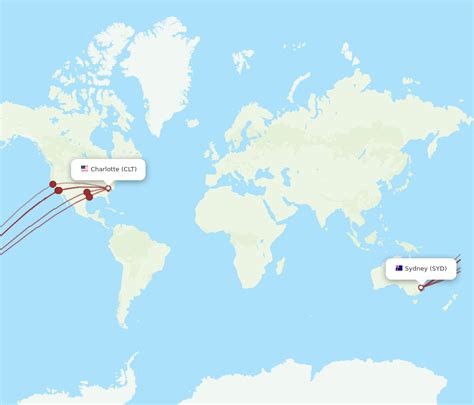 All Flight Routes From Charlotte To Sydney Clt To Syd Flight Routes