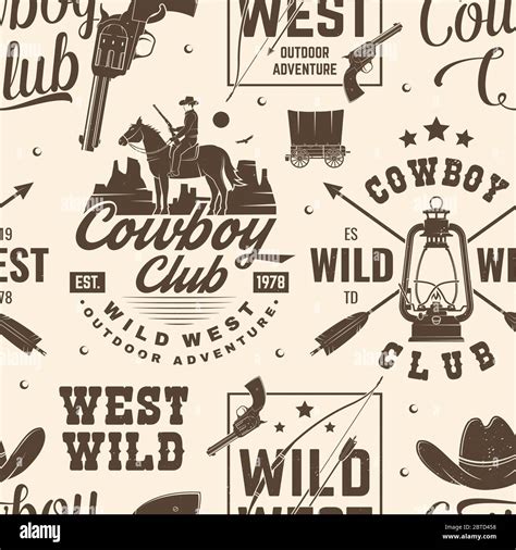 Cowboy Club Seamless Pattern Background Vector Illustration Seamless