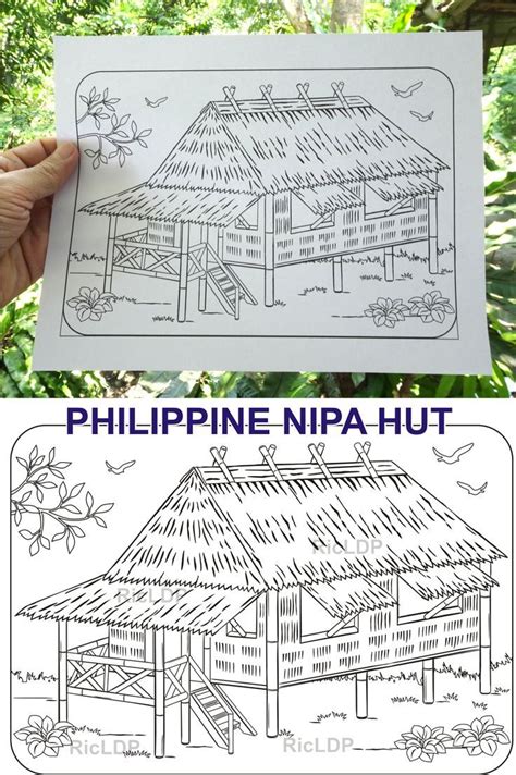 Philippine Nipa Hut Coloring Pages Bahay Kubo Indigenous Stilt House