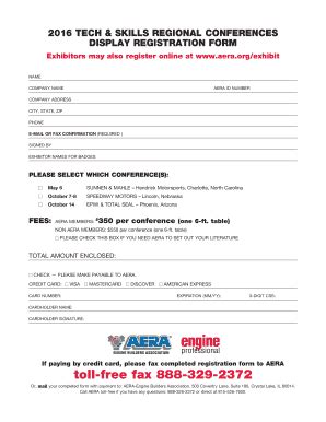 Fillable Online Exhibitor Registration Form Aera Fax Email Print