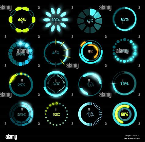 Hud Futuristic Loading Bars Game Or Program Ui Interface Vector