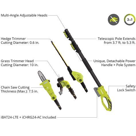 Sun Joe 24 Volt Cordless Lawn Care System Hedge Trimmer Pole Saw Grass Trimme 842470102217 Ebay