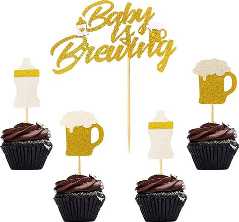 Amazon Pcs Baby Is Brewing Cake Topper Baby Bottle And Beer Mug