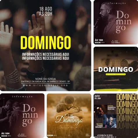 Artes Para Culto De Domingo Edit Veis No Canva Pack Posts