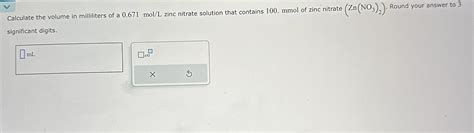 Solved Calculate The Volume In Milliliters Of A Moll Chegg