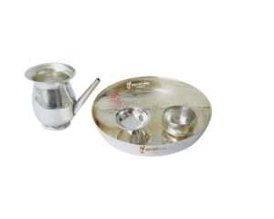 Goldgiftideas Inch Silver Plated Jain Pooja Thali Set For Pooja