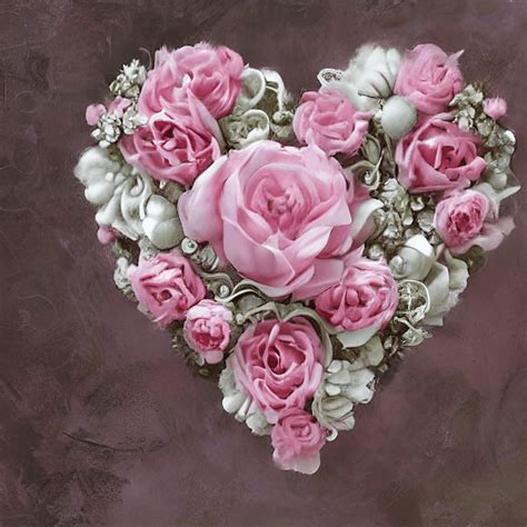 Shabby Chic Filigree Heart With Flowers · Creative Fabrica