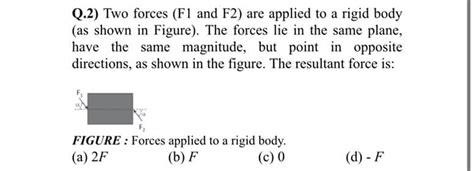 Answered Q 2 Two Forces F1 And F2 Are Applied… Bartleby