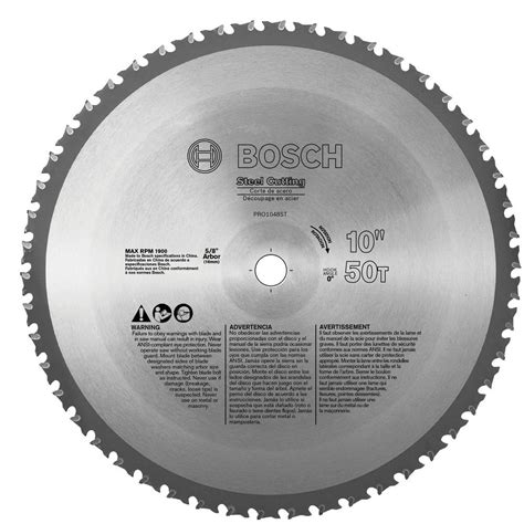 Bosch 10 in. Ferrous Metal Cutting Circular Saw Blade-PRO1048St - The Home Depot