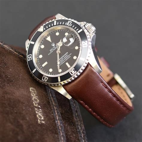 Rolex Submariner Leather Brown Strap Rolex Submariner Leather Rolex Rolex Watches