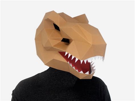 Dinosaur Mask Halloween Mask 3D Paper Craft Template T-Rex | Etsy