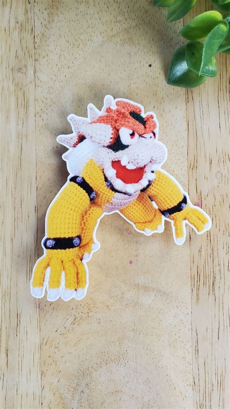 Bowser Sticker Crochet Amigurumi Style Super Mario Sticker Etsy