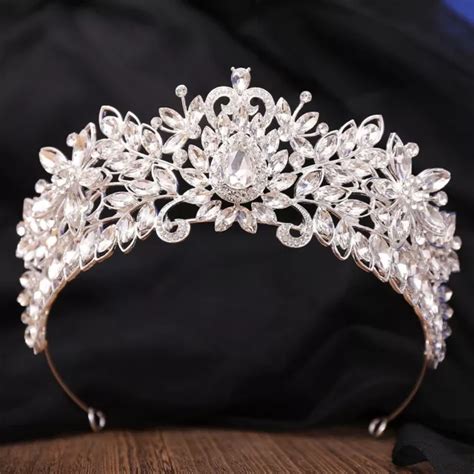 Royal Princess Crown Silver Wedding Crown Bridal Tiara Clear Crystal