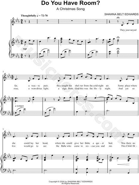 Shawna Belt Edwards Do You Have Room A Christmas Song Sheet Music