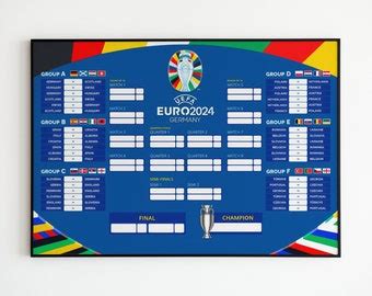 2024 European Championships Wall Chart A2 Fixtures Dates Schedule