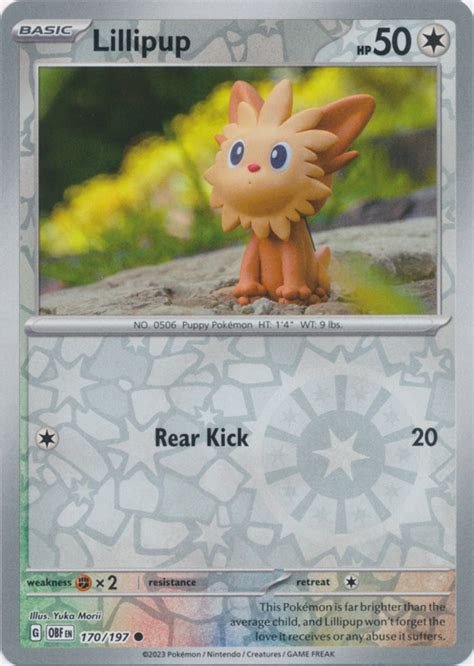 Lillipup 170 197 Obsidian Flames Reverse Holo Common Shady Bloom