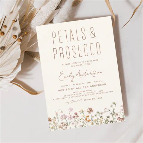 Wildflower Petals Prosecco Bridal Shower Invitation Zazzle