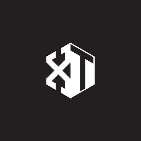 XT Logo Monogram Hexagon With Black Background Negative Space Style