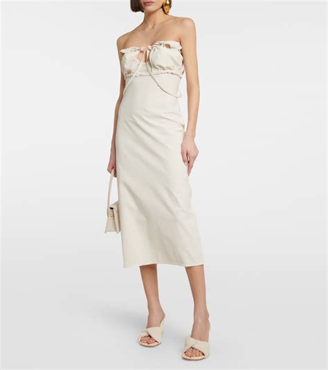La Robe Bikini Cotton Blend Midi Dress In White Jacquemus Mytheresa