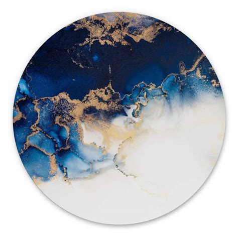 Behangcirkel Abstract Marmer Blauw En Goud Wall Art Nl