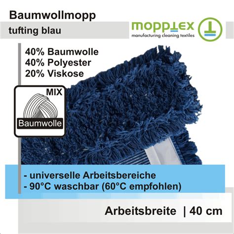 Mopptex Baumwollmopp Tufting Blau 40 C