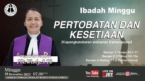 Live Ibadah Minggu I 10 Desember 2023 07 00 Wita Gereja Toraja