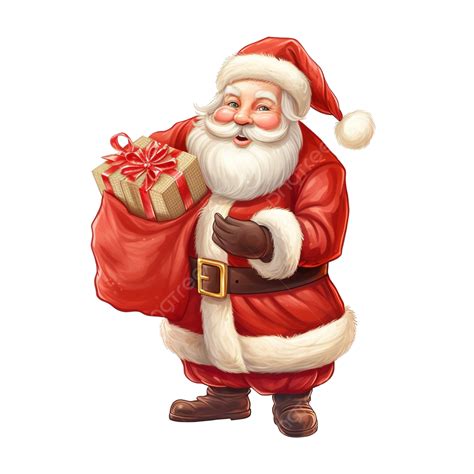 Cartoon Santa Claus Character With Sack Of Christmas Gifts Christmas