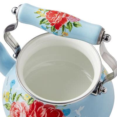 Pioneer Woman Cheerful Rose Enamel On Steel Tea Kettle New Kitchen