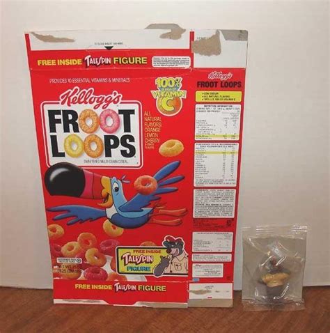 KELLOGG'S 1991 FROOT LOOPS CEREAL BOX W/ DISNEY TALESPINS OFFER & BALOO