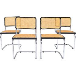 Set Of 4 Mid Century Italian B32 Cesca Chairs By Marcel Breuer 1970s