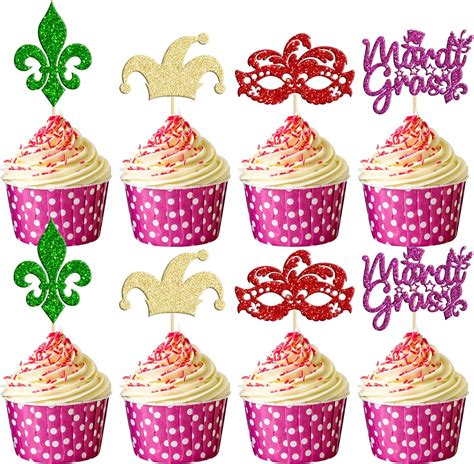 Amazon Gyufise Pcs Masquerade Masks Cupcake Toppers Glitter