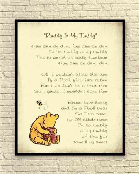 Classic Winnie the Pooh Pooh Song Lyrics Pooh Wall Art | Etsy