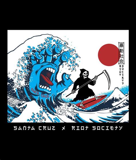 Riot Society X Santa Cruz Great Hand Mens T Shirt Scmt B02 501 A0 Blk