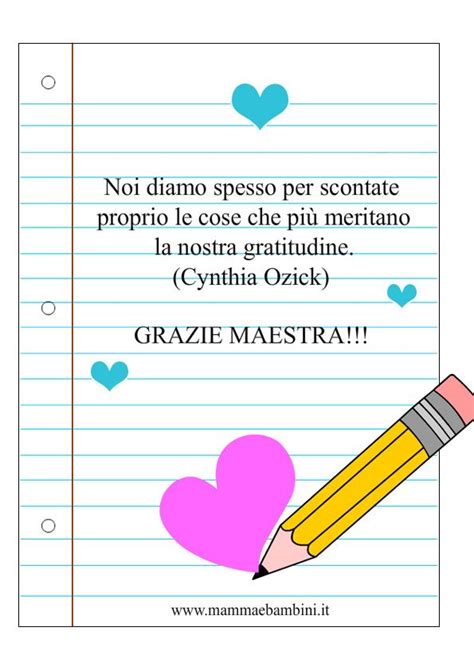 A Note With A Pencil In It And The Words Grazie Maestra On It