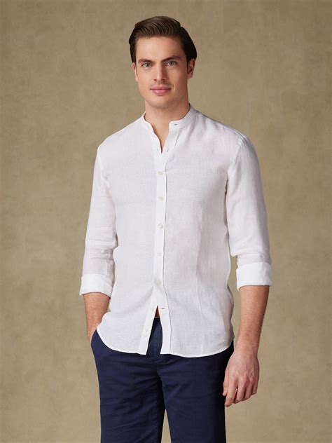 Chemise Olaf En Lin Blanc Blanc Lin Monsieur