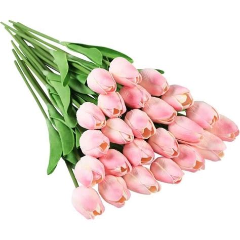 24 Pcs Tulipes Artificielles En Latex Réaliste Simple Tige Faux