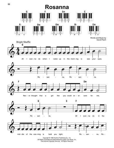 Rosanna By Toto Sheet Music For Super Easy Piano At Sheet Music Direct